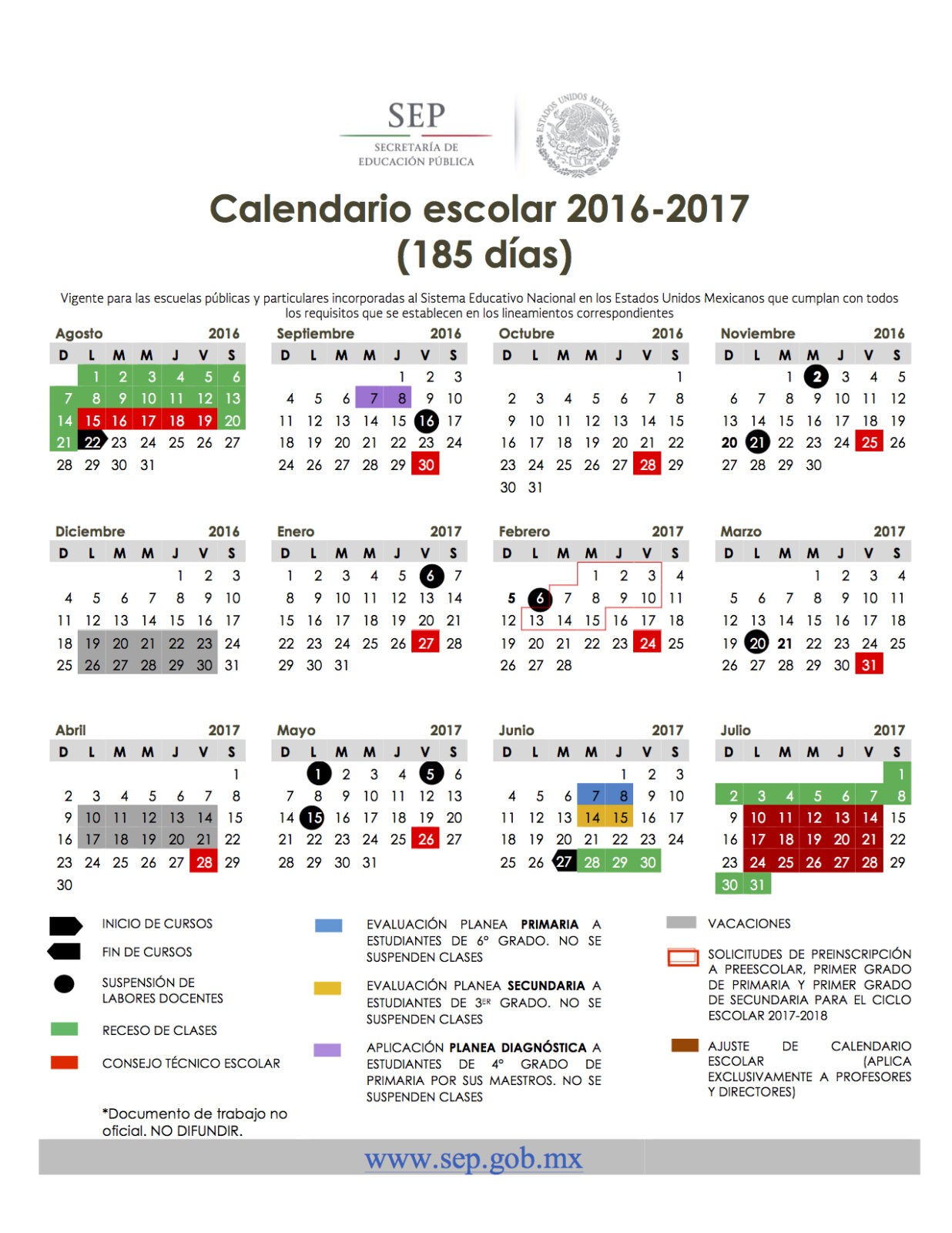 calendario SEP